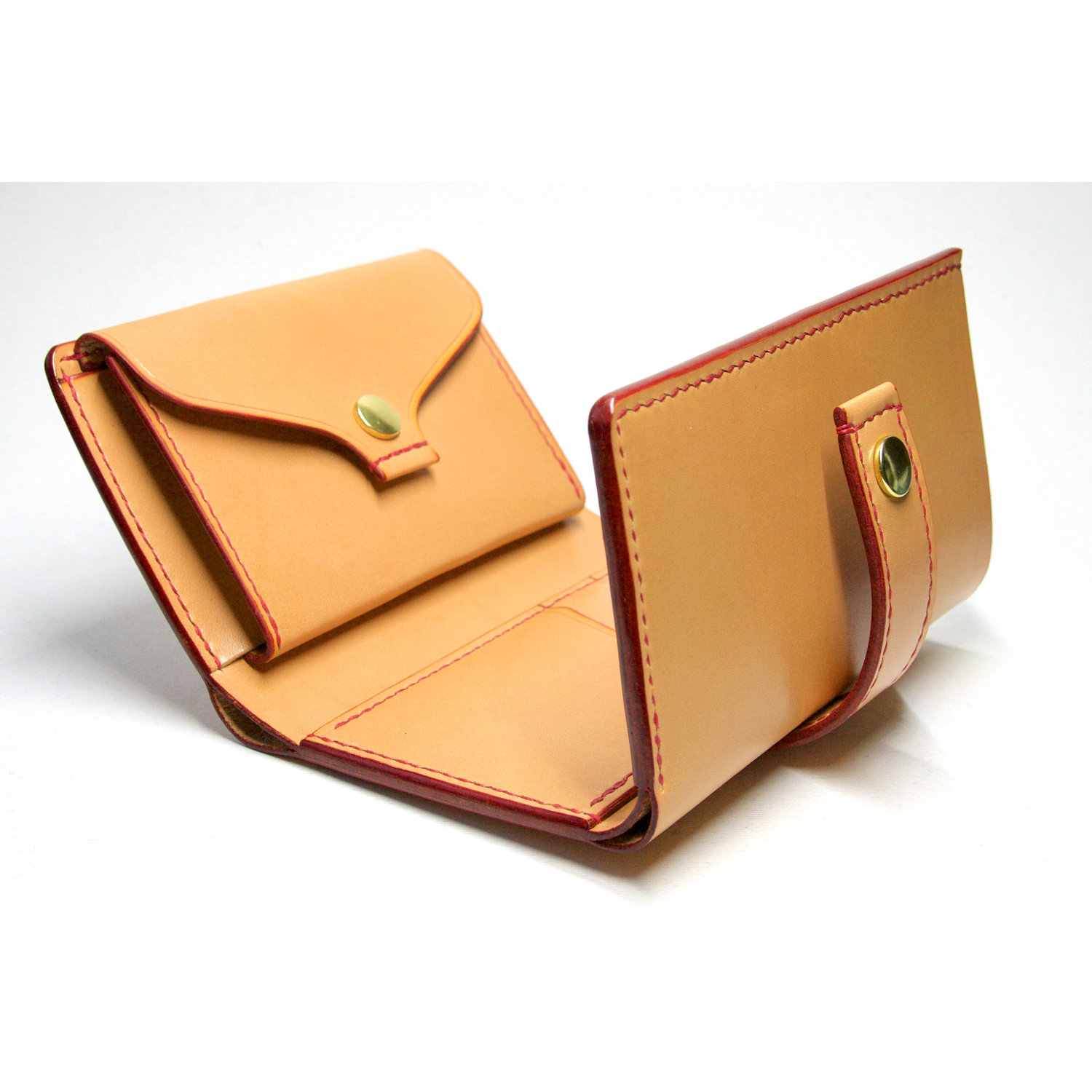 leather trifold wallet open