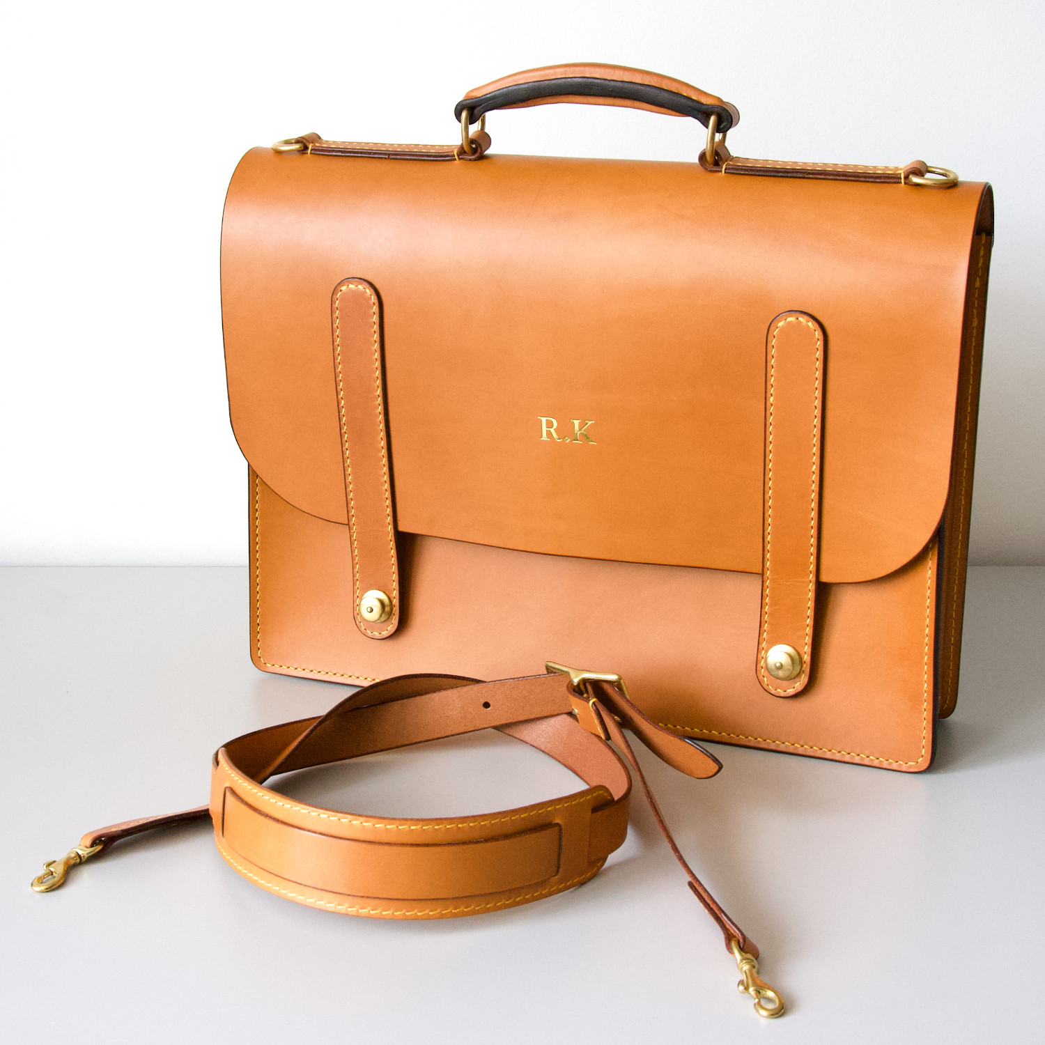 leather briefcase with shoulder strap