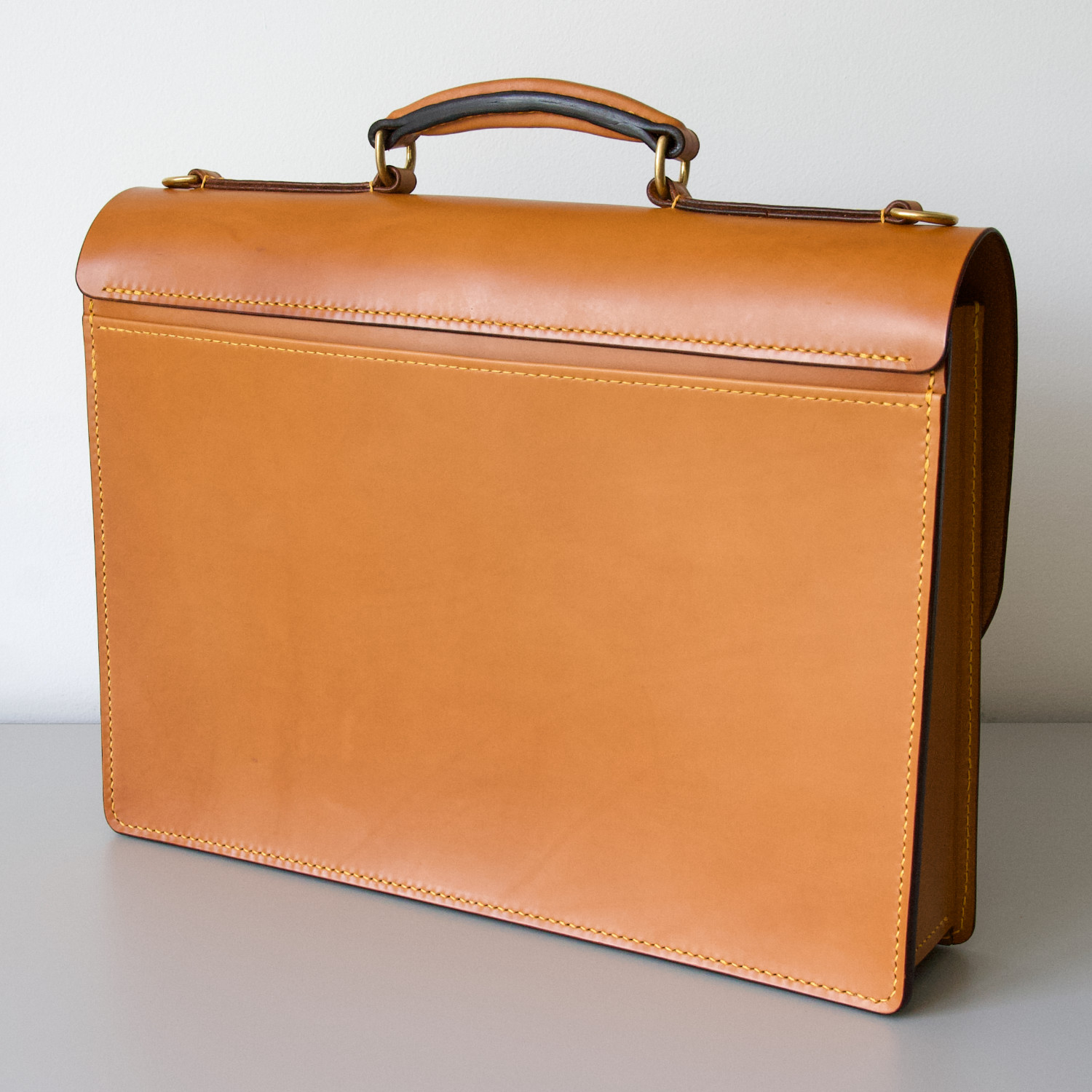 leather briefcase rear view
